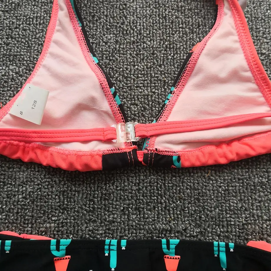 Женский купальник для маленьких девочек комплект бикини с растительным принтом