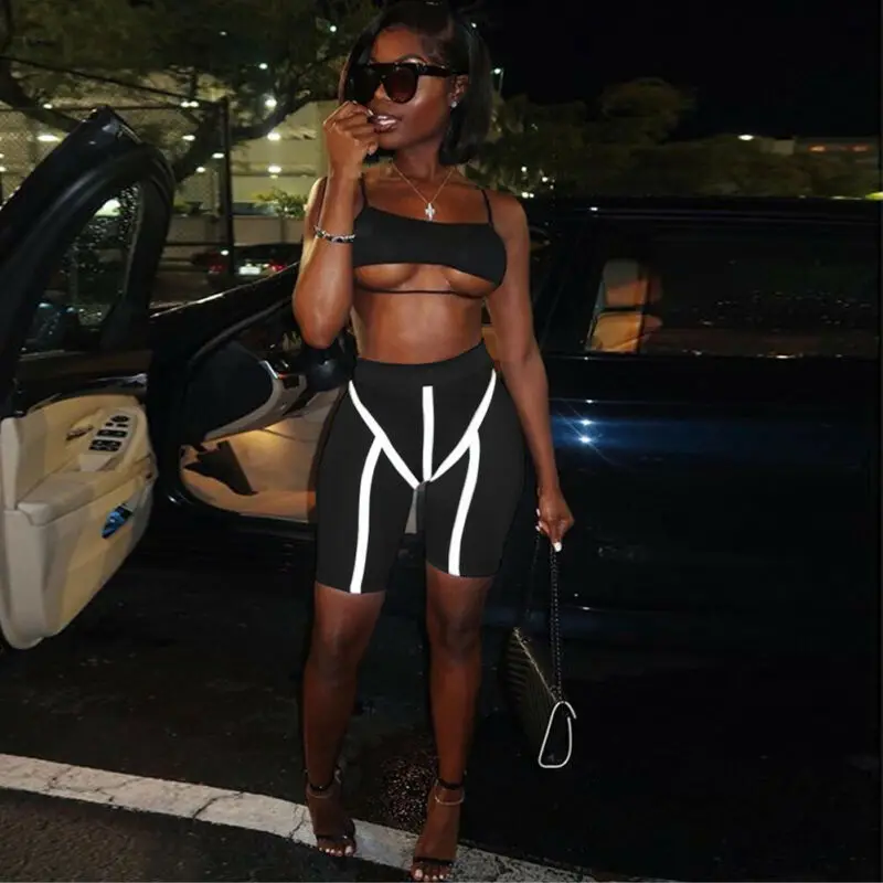 Новинка 2020 женские повседневные шорты со светоотражающими полосками спортивные