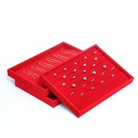 hot selling red velvet jewelry tray jewellery display box necklace earring pendant stud organizer other accessories show tray