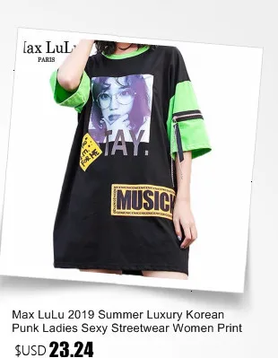 Max LuLu Роскошные корейские модные женские готические джинсовые топы женские Лоскутные черные футболки одежда с вышивкой винтажная Повседневная футболка