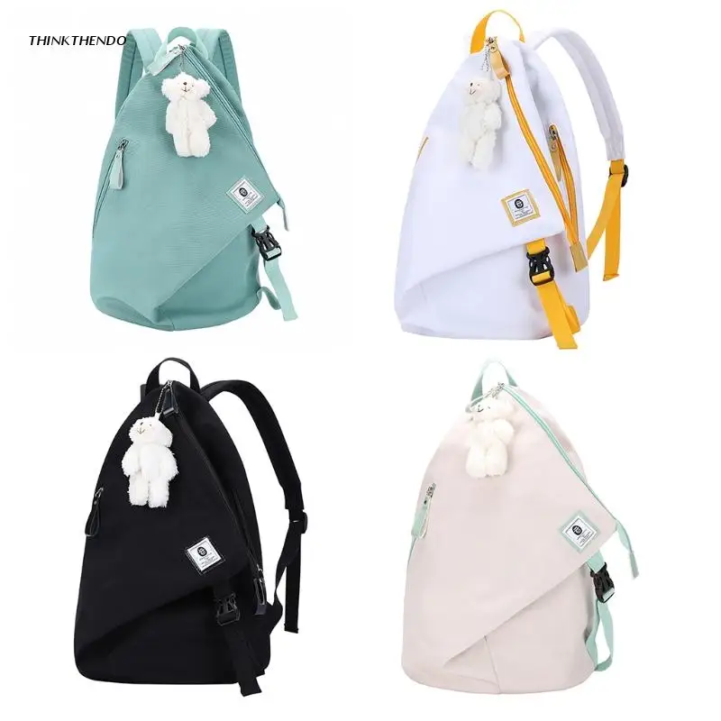 

Women Student Oxford Cloth Backpack Purse Large Capacity Multiple Zipper Pockets Shoulder Bag Dumpling Satchel Handbag
