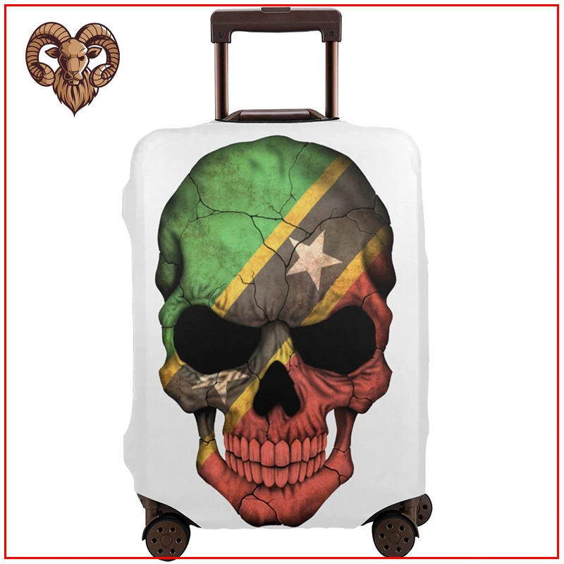 Защитный чехол для чемодана с флагом Святого Китса и черепом защита от пыли