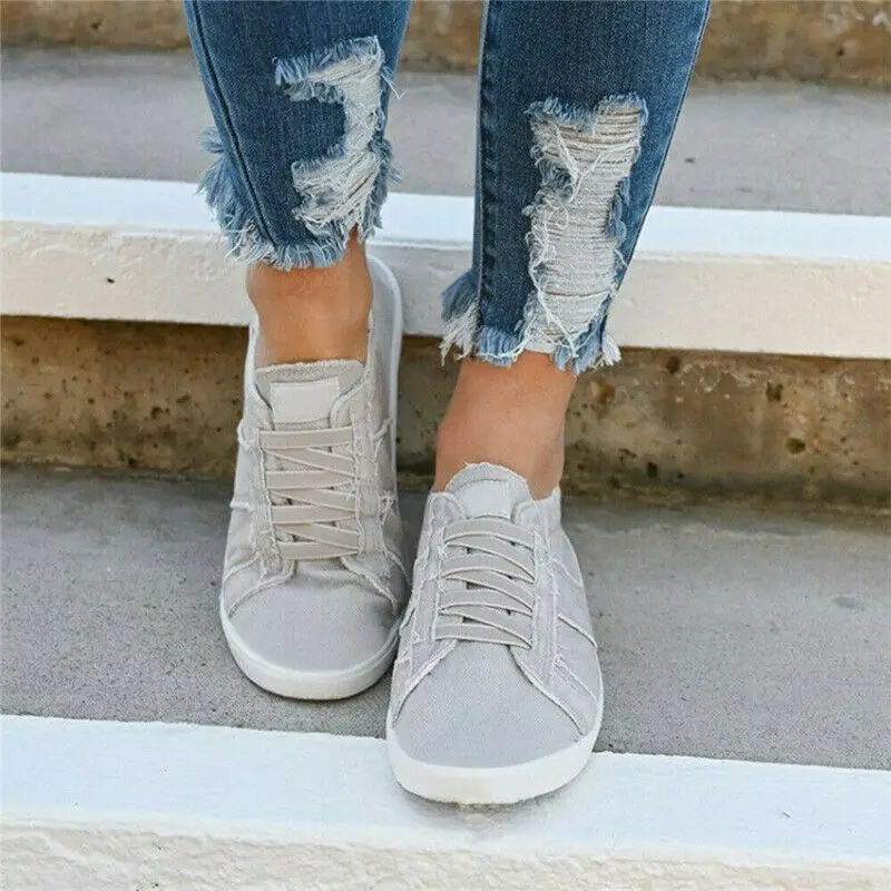 Женские парусиновые кроссовки на плоской подошве повседневная износостойкая