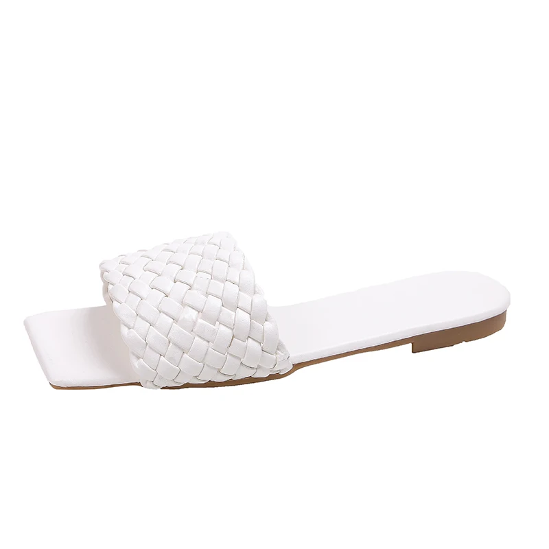 

Women Temperament Slippers Braided Design Charm Open-toe Set Foot 2021 Vacation Beach Flat Sandals Casual Flip Flops Women Shoes