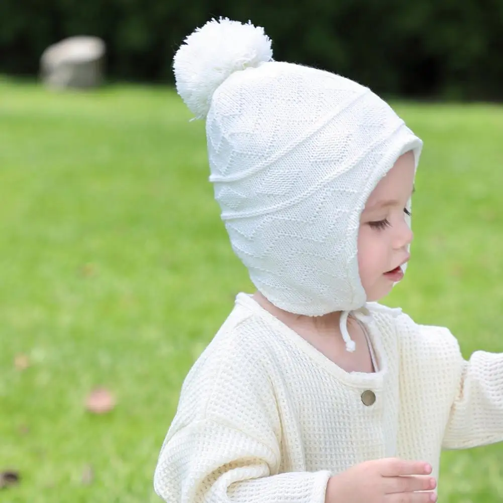 

Pom Beanie Cap Elastic Compact Delicate Warm Baby Beanie Hat Gloves Set Knitted Hat for Outdoor