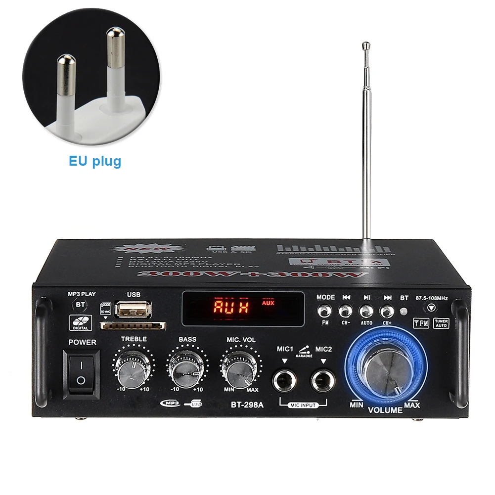 

Audio Amplifier USB Easy Use Car Stereo Black 600W HIFI Bluetooth Music Player Home Audio Portable Digital Durable