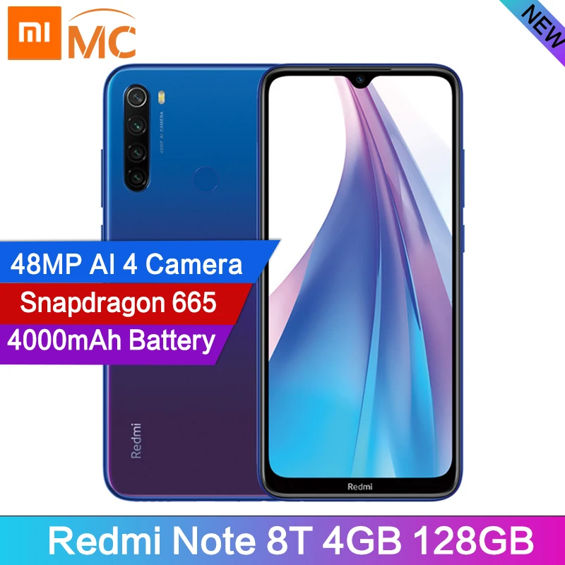 Глобальная версия Redmi Note 8 T 4 Гб ОЗУ 128 ГБ Восьмиядерный процессор Snapdragon 665 дисплей 6
