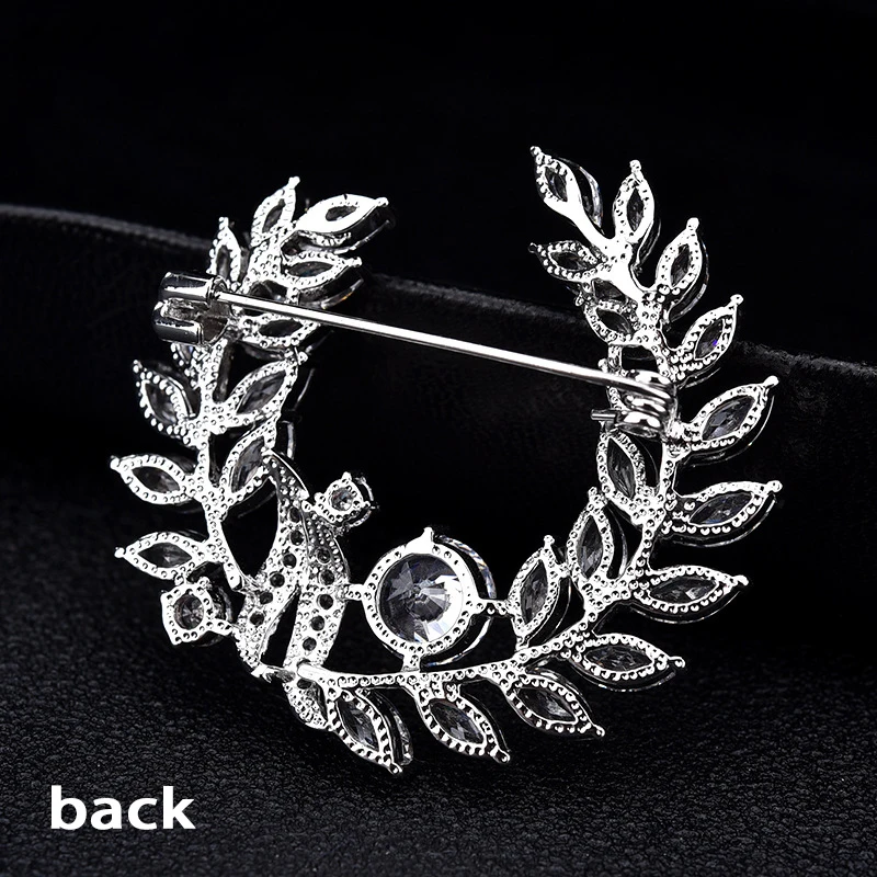 Брошь с кристаллами цирконами стразы листья пшеницы венок булавки для женщин и