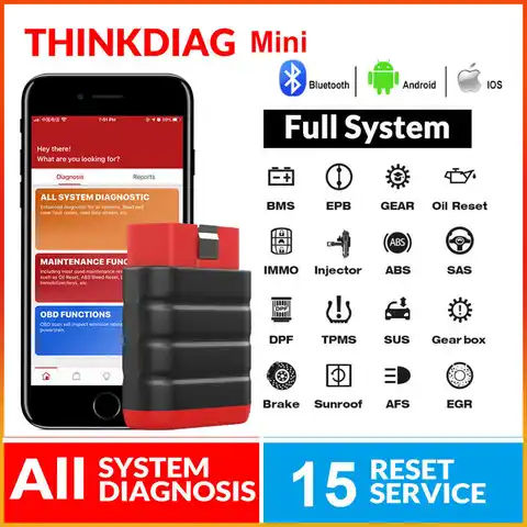 Считыватель кодов ThinkCar ThinkDiag Mini, Автомобильный сканер OBD2, совместимый с Bluetooth