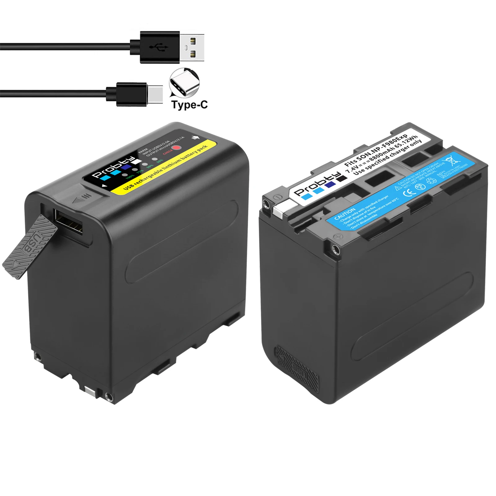 Новый USB выход 8800 мАч NP-F970 NP-F980 батарея со светодиодным индикатором питания для Sony