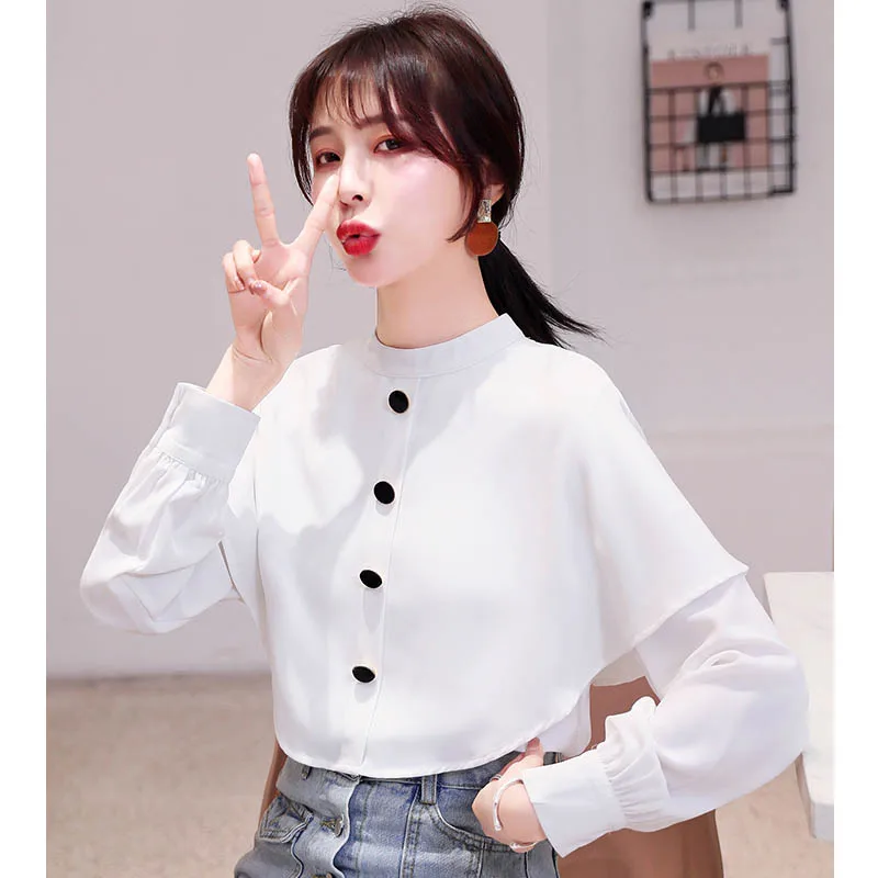 Женские блузки и топы размера плюс белая офисная рубашка OL с длинным рукавом