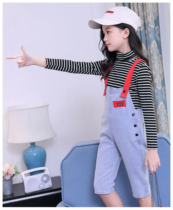 Комбинезоны для девочек-подростков комбинезон сезон лето-весна-осень джинсовые