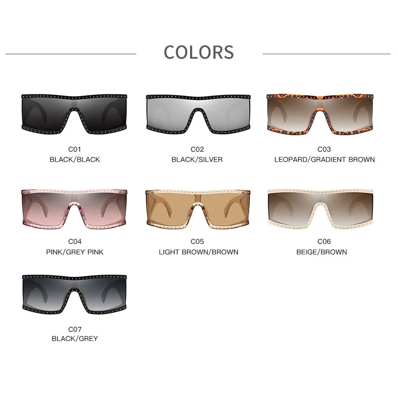 

Oversized Square Sunglasses Women Men Black One Piece Big Frame Sun Glasses Men Luxury Brand Designer Vintage Shades UV400