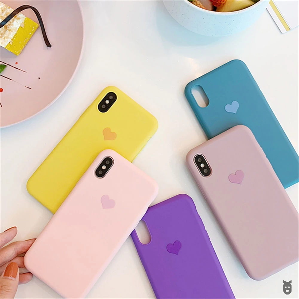 Мягкий матовый чехол из ТПУ с сердечками для iPhone 11 6 6s 7 8 Plus X XR XS Max силиконовый