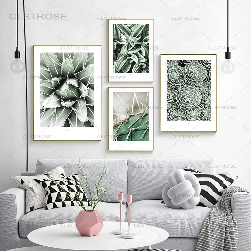 Суккулентные растения искусство холст картина в нордическом минималистическом
