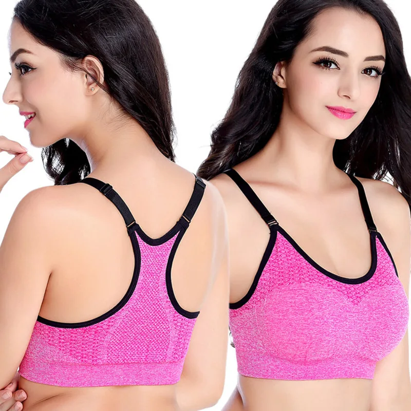 

Sports Bra Women Crop Workout Top Shockproof Underwear Running Yoga Training Vest Plus Size Fitness Push Up Gathere Bralette I21
