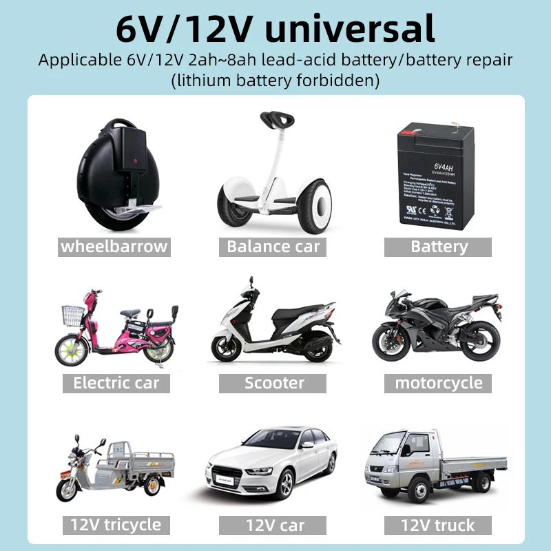 Полностью автоматическое автомобильное зарядное устройство 12V6V 4A умная Быстрая