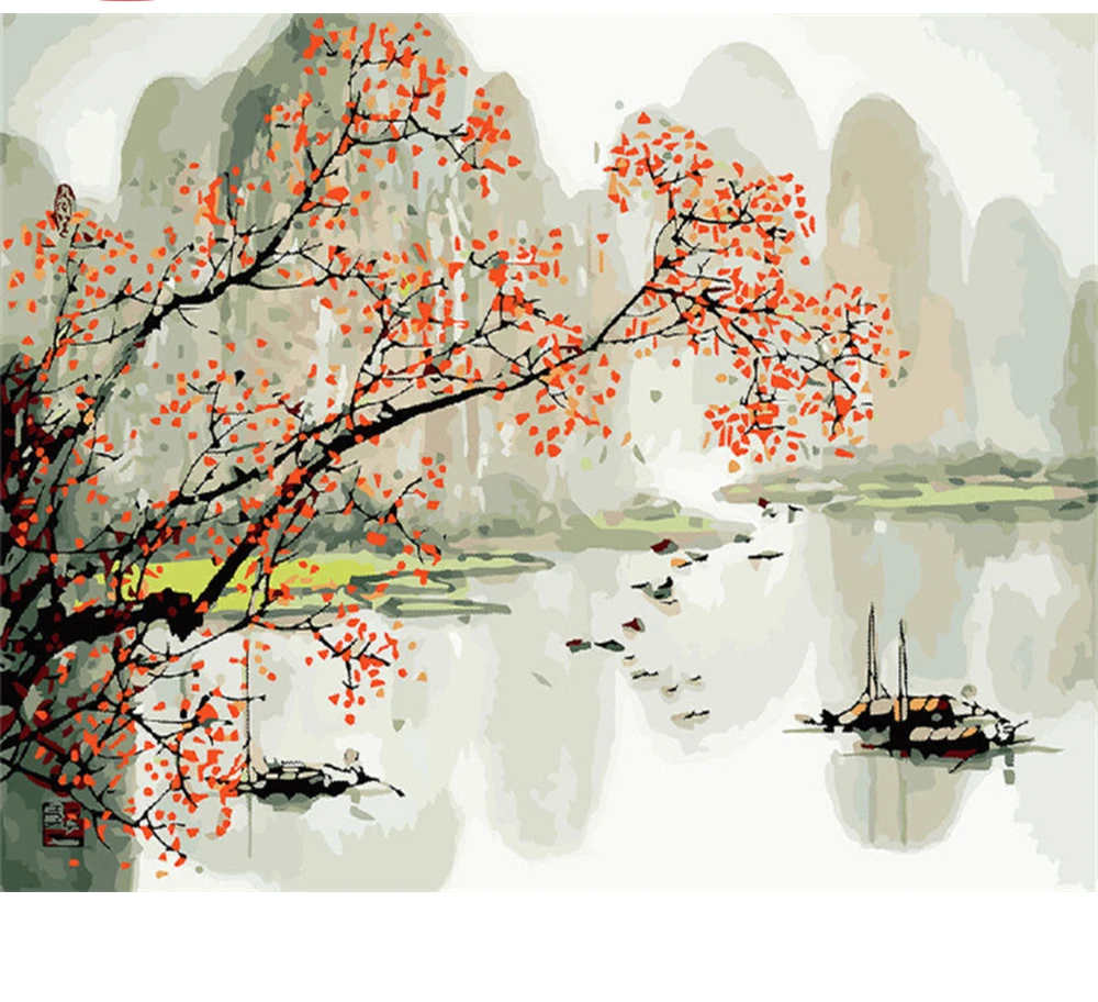 

CraftArtGo Painting By Numbers Landscape Drawing On Canvas HandPainted Gift Picture By Number Waterfall Kits Home Decoration