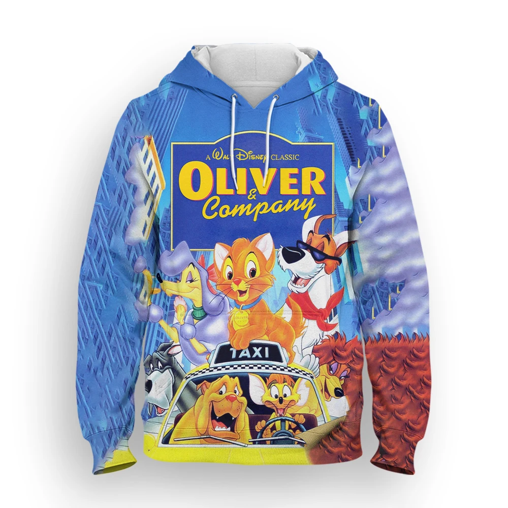 

Oliver Company Boy Girl Kids Sweatshirt With Hood Casual Cartoon Anime Hoodie For Men Disney 3D Print Women Oversized Pullover