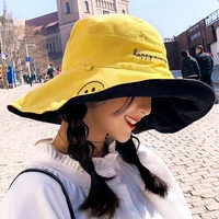 fashion summer sun hats reversible bucket hat for women cotton panama double sided fold girls beach travel outdoor fisherman hat