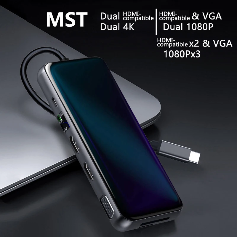 MST USB C ноутбук док станция 3 0 VGA RJ45 PD совместимому с HDMI концентратор для ноутбука