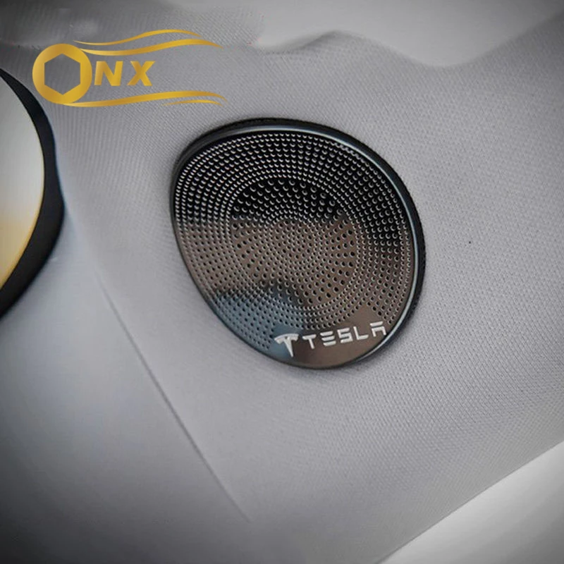 

Car Horn Cover Decorative Frame Stickers Front and Rear Door A Pillar Horn Cover For Tesla Model3 Special Accessories