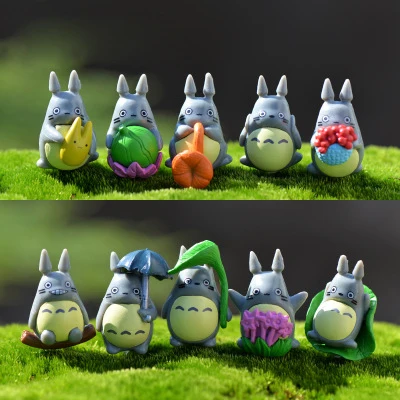 3 см мини каучуковая игрушка 10 шт./компл. унесенная спиралью Тоторо Kawaii Игрушка Декор для рабочего стола автомобиля Горшечное растение - Цвет: 10Pcs