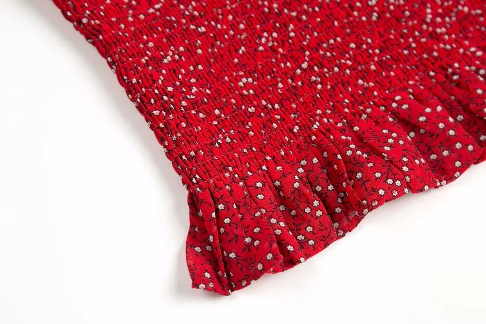 Bazaleas шикарный зеленый цветочный принт blusas mujer de moda эластичная талия оборки блузка женская мода укороченный топ дропшиппинг
