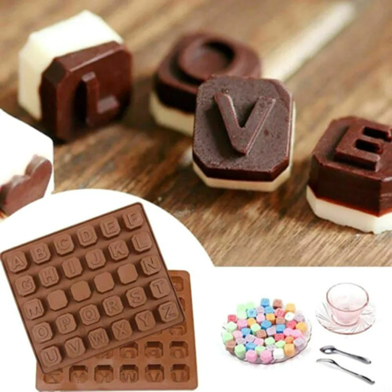 Silicone Alphabet Ice Cube Mould 30 DIY BRICKS NAMES LETTER WORD Chocolate Candy Mold Kitchen Tool | Дом и сад