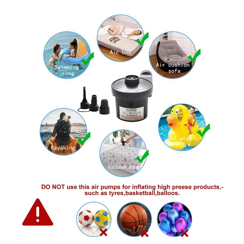 Electric Air Pump High Pressure Quick-Fill Swimming Pool Inflator with 1 Nozzle for Home Boat EU Plug | Спорт и развлечения