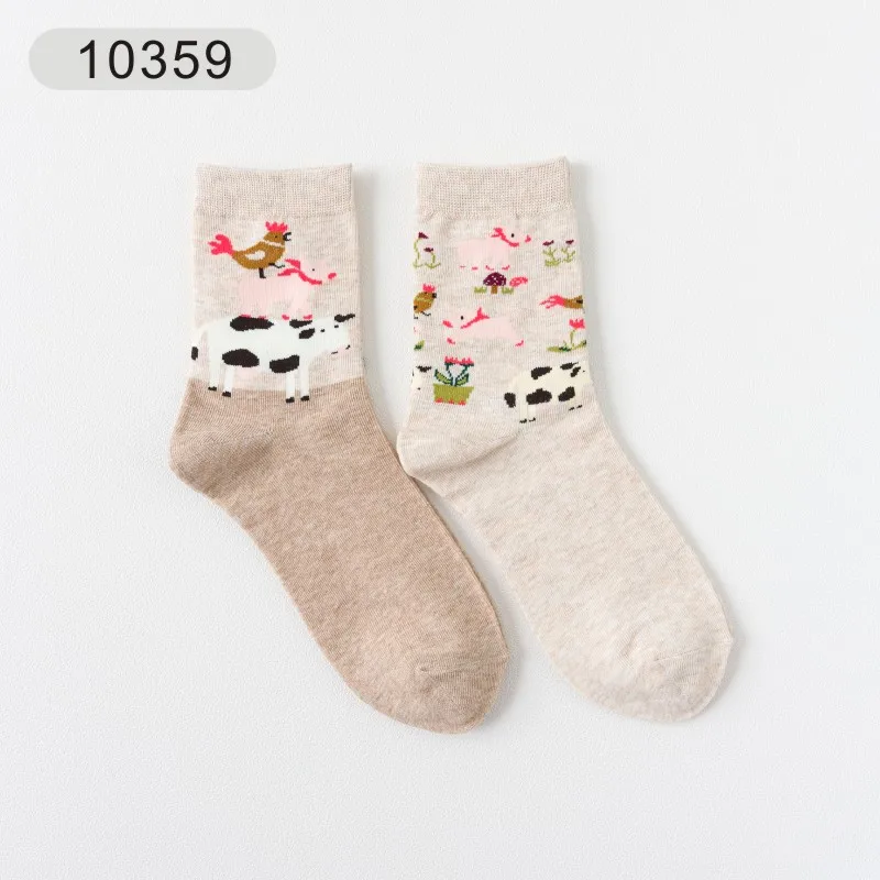 Носки женские Мультяшные с животными 2 пары|Носки| |