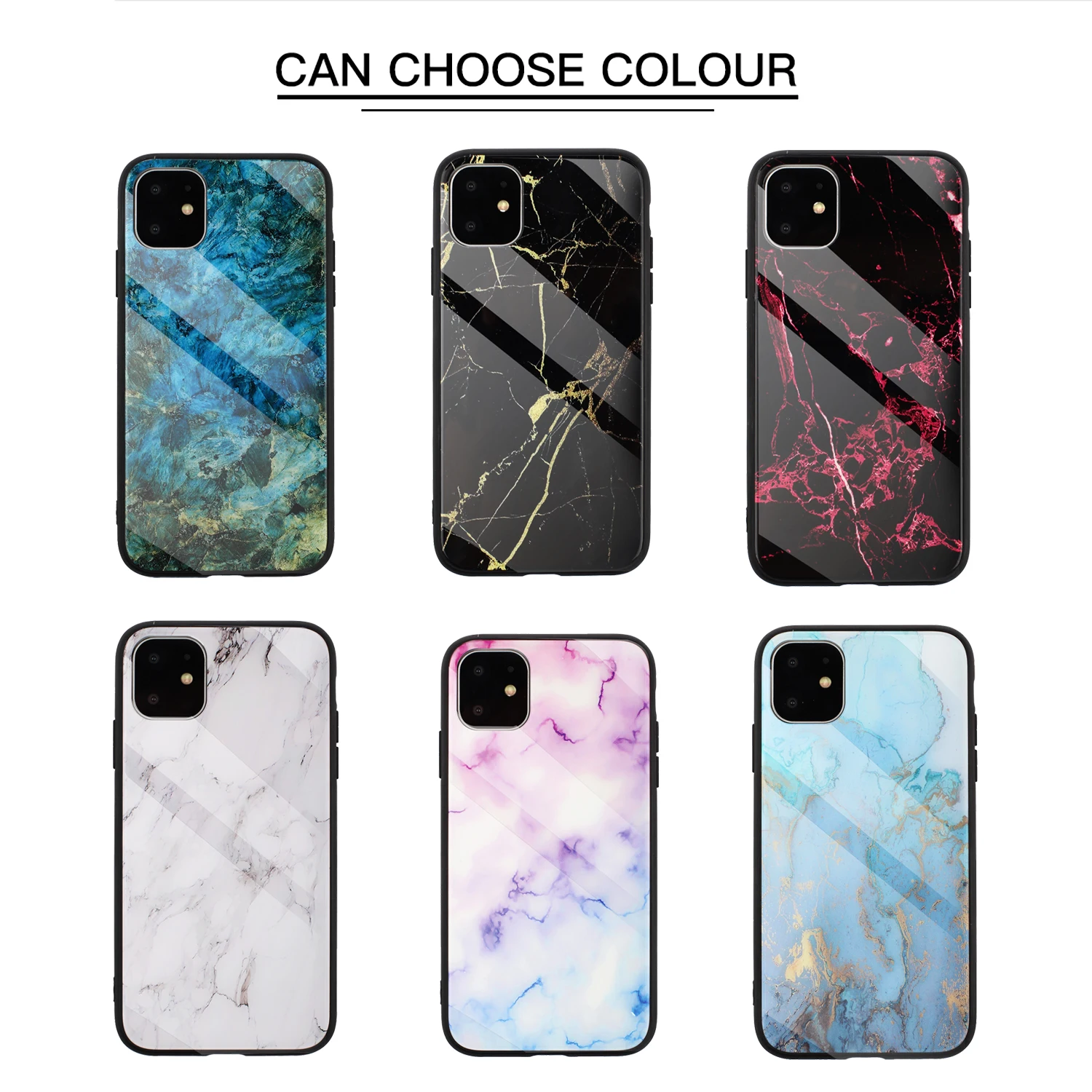 

Marble Tempered Glass phone Case For iphone 6s 7 8 6S PLUS 7PLUS 8PLUS X XS XR XSMAX 11PROMAX