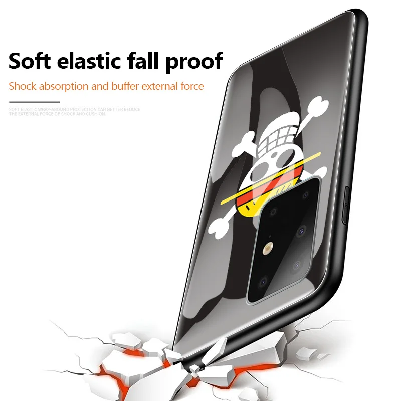 

One Piece Luffy Anime Glass Case For Samsung Galaxy S10 S20 Ultra 5G S10e S9 S8 Plus Note 9 10 Lite Tempered Phone Coque
