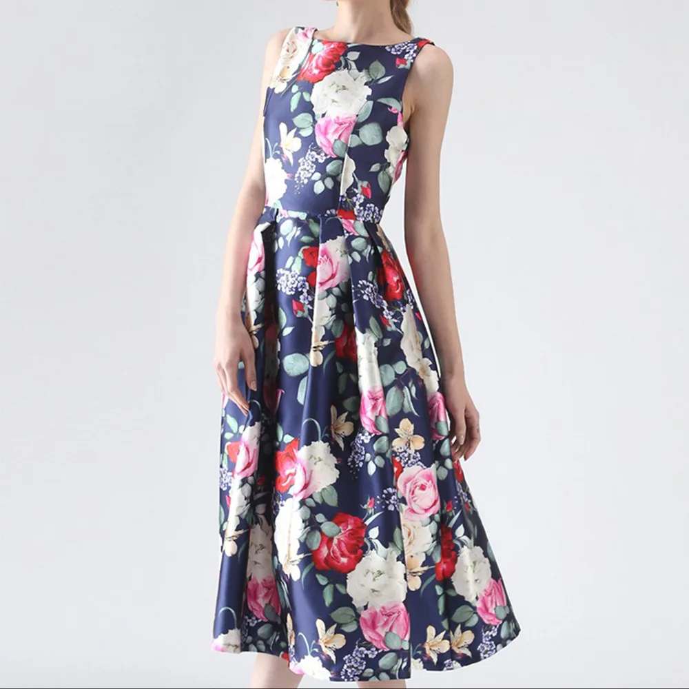 Летнее платье-макси с принтом без рукавов 6xl | Женская одежда
