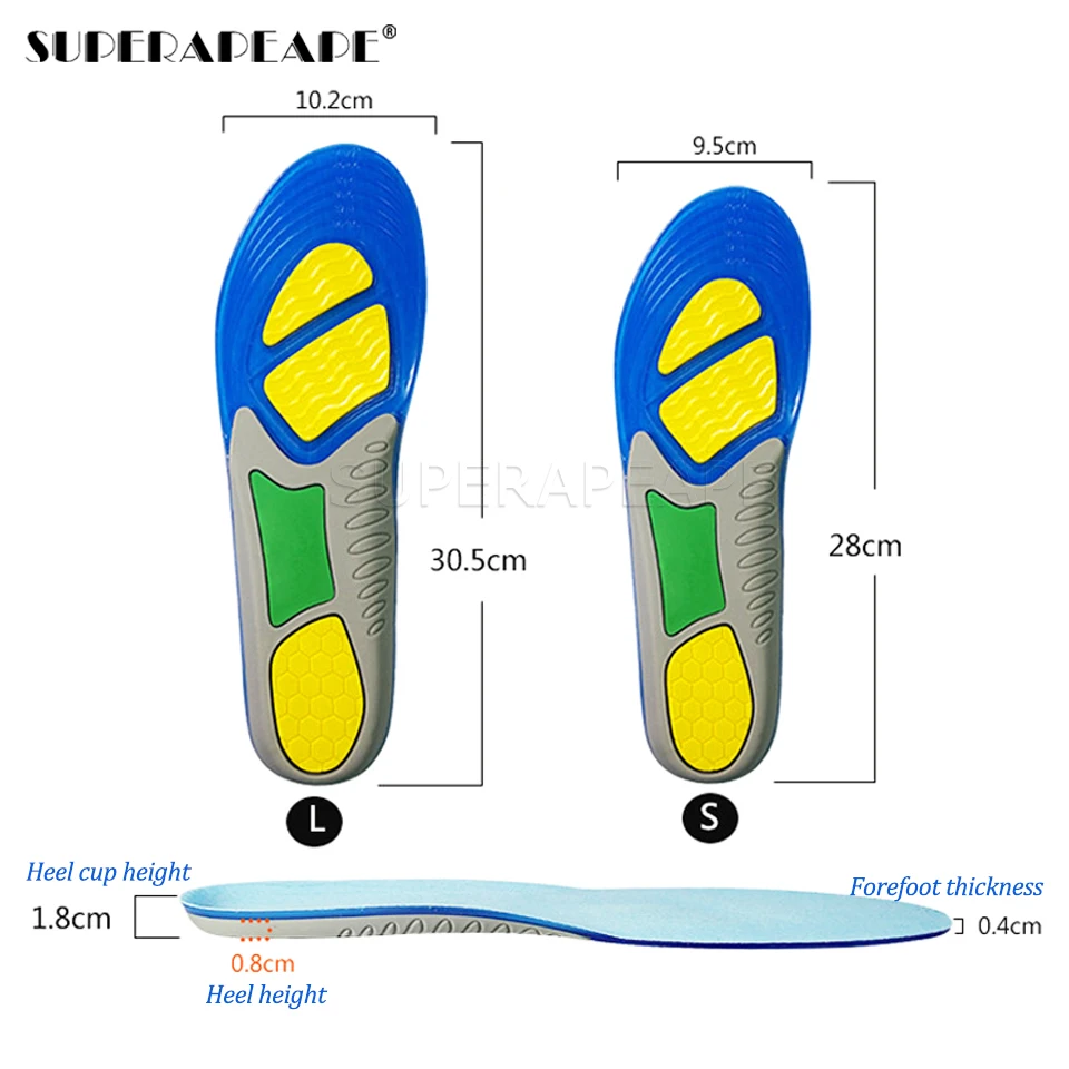 TPE Silicone Insoles Foot Care for Plantar Fasciitis orthopedic Massaging Shoe Insert Shock Absorption Shoe pad Unisex