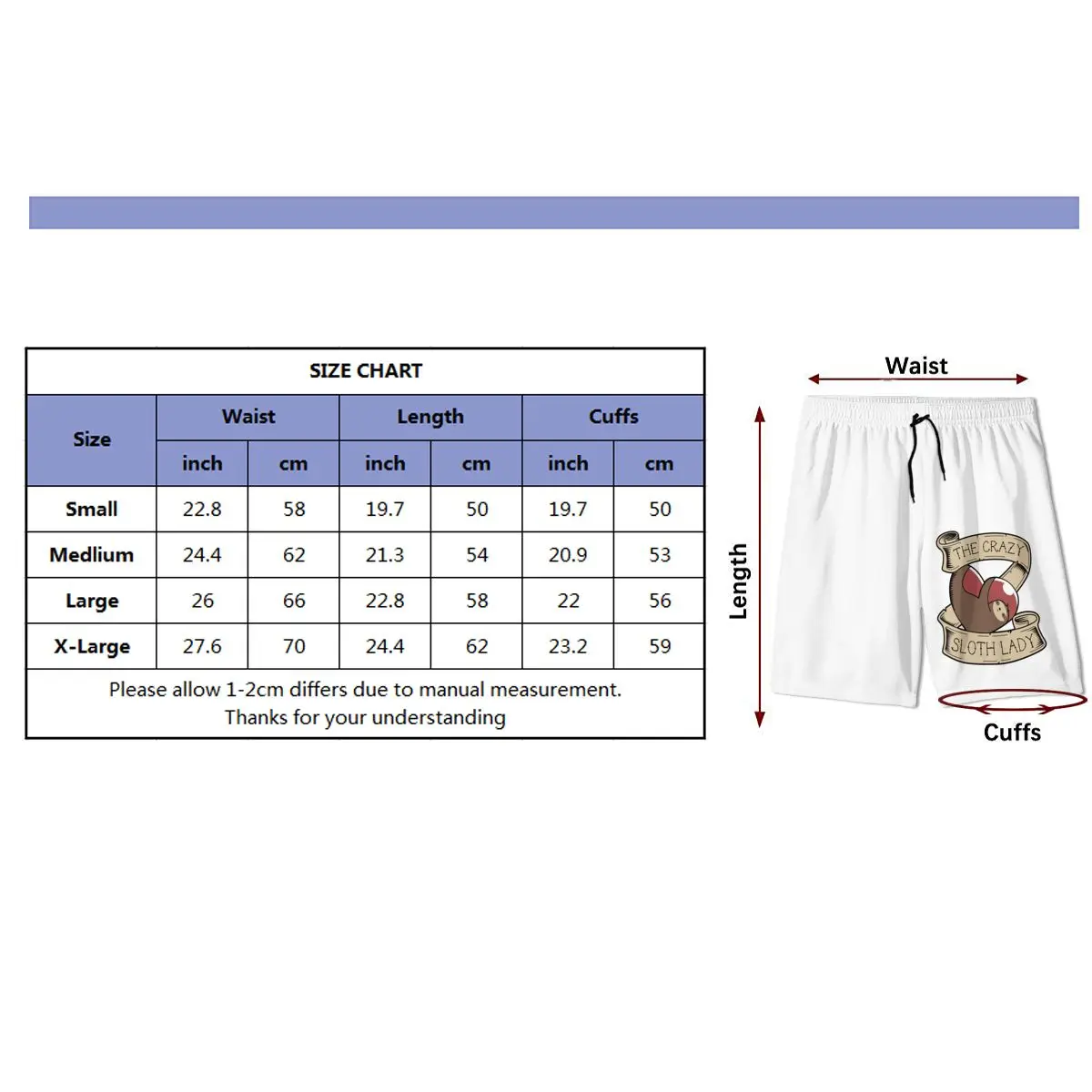 

The Crazy Sloth Lady Teenagers Fitness Loose Shorts Bodybuilding Joggers Quick-dry Cool Beach Sweatpants