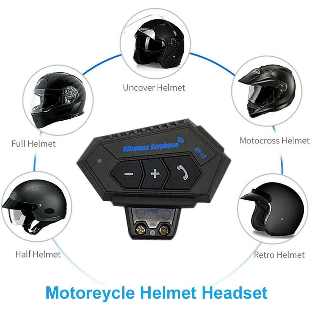 

Motorcycle Helmet Bluetooth Headset with Microphone Rechargeable Auto Answer Wireless Earpiece 32 Hrs Endurance Helmet Headset