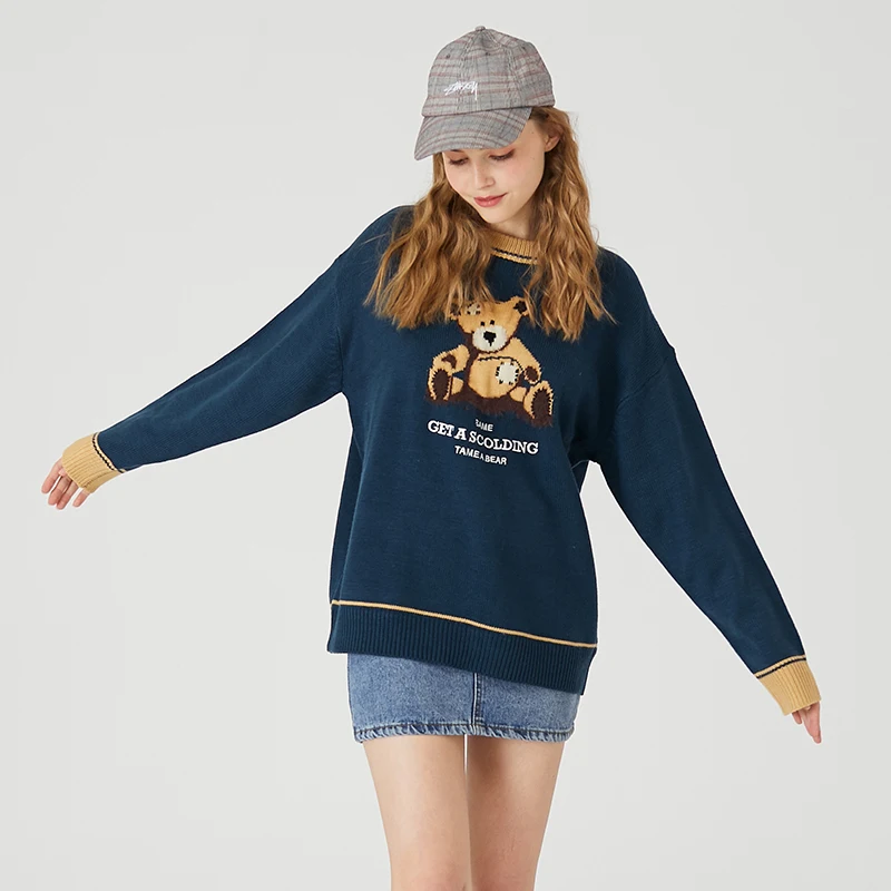 Свитер Mirecoo мужской вязаный пуловер с рисунком медведя свитер круглым вырезом из