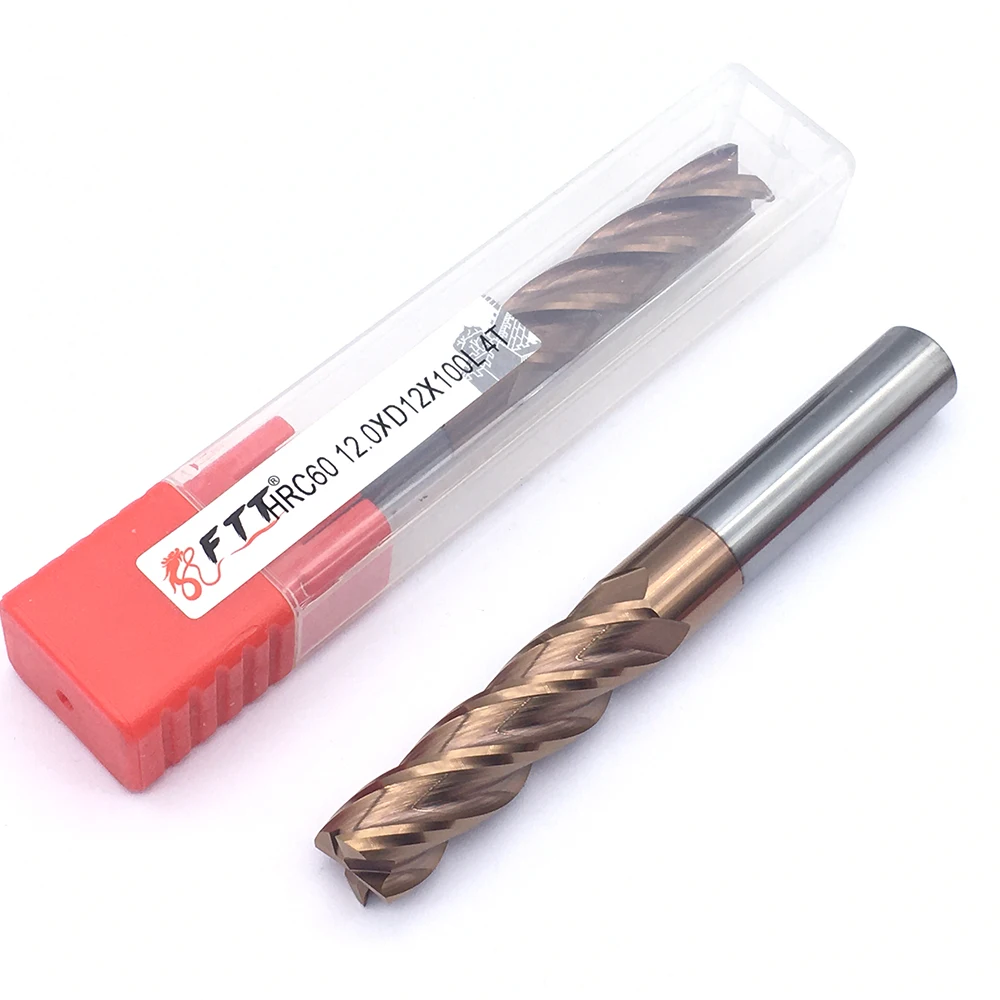 End Mill 1PCS HRC60 4F 12.0XD12X100L Flat Bottom Four Blade CNC Lathe Tungsten Steel solide Carbide Endmills | Инструменты