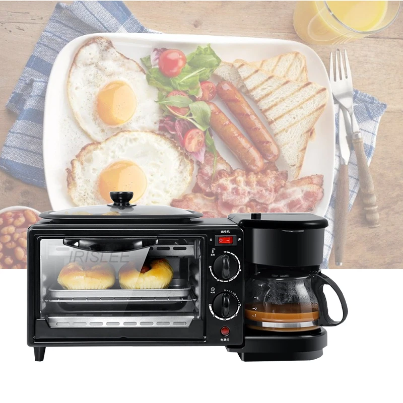 

Electric 3 in 1 Breakfast Machine Multifunction Mini Drip American Coffee Maker Pizza Oven Egg Omelette Frying Pan Toaster