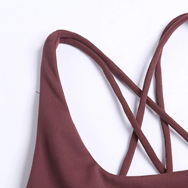 

Women Sport Bra High Impact Push Up Padded Sports Underwear Racerback Seamless Thin Belt Fitness Gym Crop Top