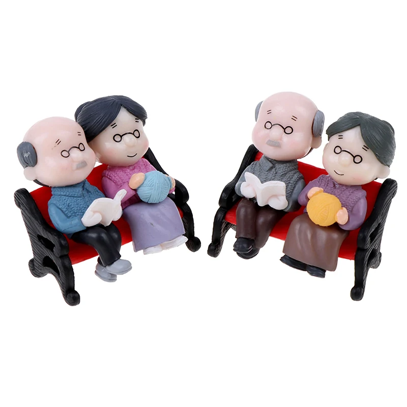 

Grandpa Grandma DIY Miniature Figurine Garden Dollhouse Decor Micro Landscape