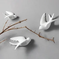 cute european style 3d ceramic bird mural popular wall hanging decoration crafts indoor wall pendant home decoration fbs889