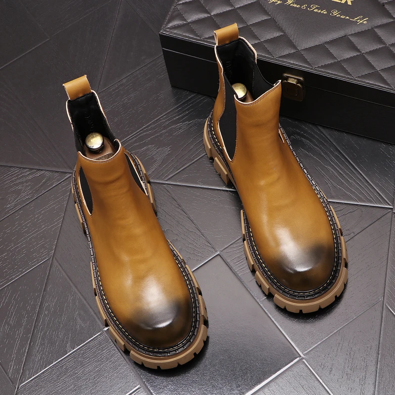 

Мужские кожаные кроссовки без шнуровки, черные или желтые кроссовки до щиколотки, повседневная обувь для тренировок, для зимы