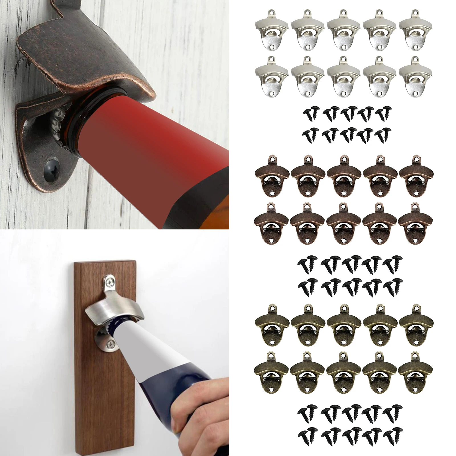 

10pcs Wall Mounted Bottle Opener Bar Accessories Beer Opener for Home Bar