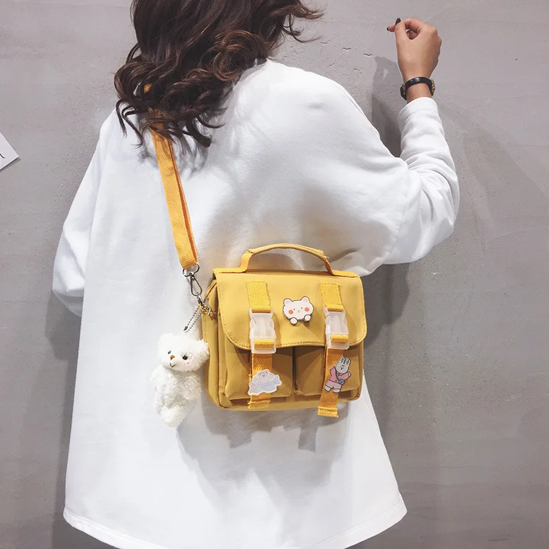 

Women Canvas Shoulder Messenger Bags Small Korean Fashion Crossbody Bag for Girl 2021 Cloth Female Students Handbags Satchels