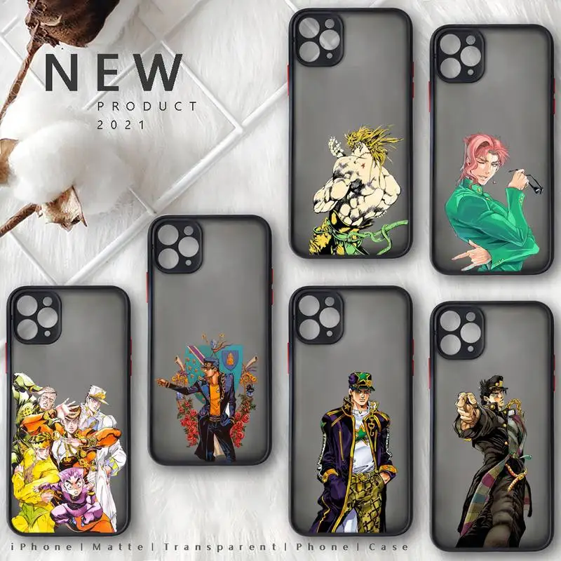 

JoJos Bizarre Adventure anime Phone Case matte transparent For iphone 7 8 11 12 13 plus mini x xs xr pro max cover
