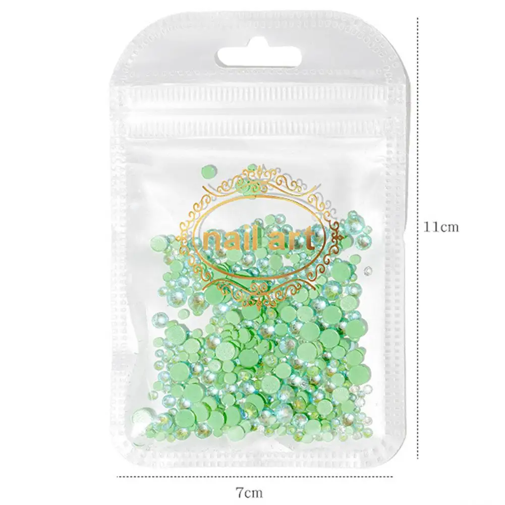 

6 Colors DIY 3D Glitter Round Flat Rhinestone Luminous Jewelry Manicure Decor