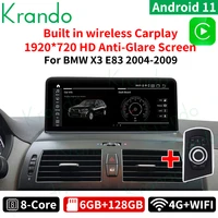 krando android qualcomm 11 0 6g 128g 10 25 car radio for bmw x3 e83 2004 2009 idrive multimedia player wireless carplay tablet