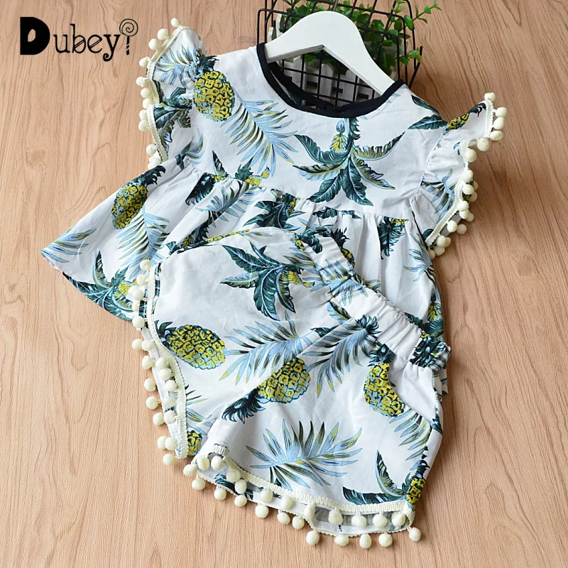 

Girl Clothing Set Pineapple Print Toddler Girl Outfits Tassel Ruffle Two Piece Set Summer Girl Clothes Girls Designer Clothes